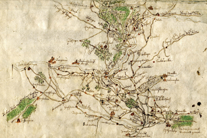 Mittelalterliche Karte der Jakobswege
